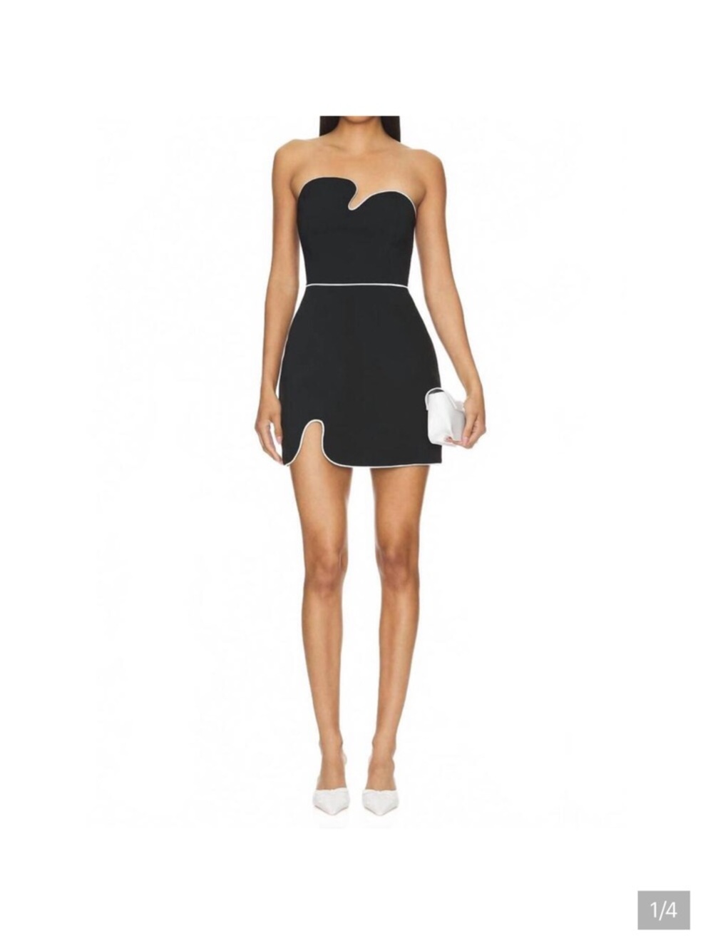 Amanda Uprichard Black Mini Dress with White Piping